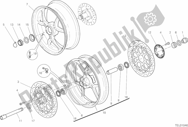 Todas las partes para Ruota Anteriore E Posteriore de Ducati Supersport S USA 937 2018